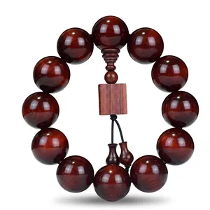 Wood Beaded Bracelet Natural Lobular Rosewood Sandalwood Round Beads Ethnic Style Buddhist Mala Prayer Meditation Jewelry