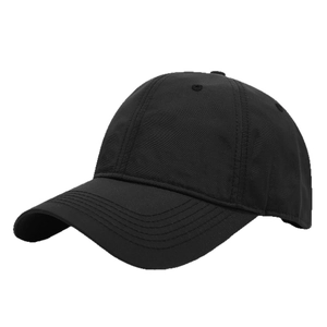Classic plain black baseball cap with quick-dry fabric and adjustable curved brim