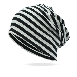 Slouchy Beanie Hat Cotton Striped Thin Breathable Casual Skull Cap For Women Men Lightweight Sleep Cap