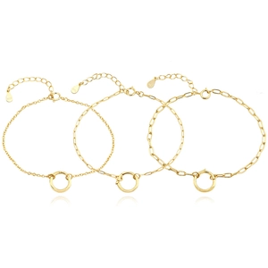 925 Sterling Silver Chain Bracelet Vintage Round Ring Link Adjustable Fashion Jewelry Gift For Women