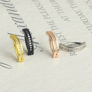 Minimalist stainless steel navel rings with cubic zirconia in gold, rose gold, silver and black