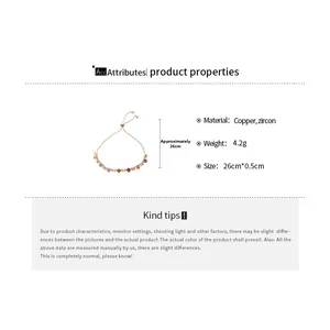 Detailed size parameters of adjustable colorful cubic zirconia teardrop charm bracelet