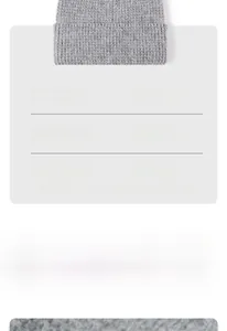 Détails de taille du bonnet en tricot gris en fausse fourrure, tour de tête 54-60cm