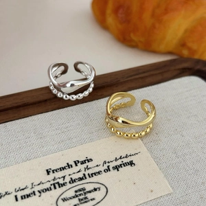 S925 sterling silver minimalist irregular layered rings in gold and silver finishes