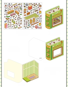 Macro detail of grandmother's kitchen PET stickers and foldable 3D background card