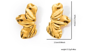 Detailed size specifications of irregular abstract golden titanium steel earrings