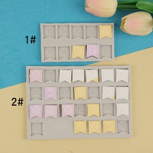 Moule En Silicone Alphabet Lettre Chiffre Drapeau Bannière Rayé Pour Fondant Chocolat Décoration Gâteau DIY