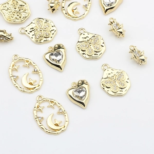 Heart Butterfly Moon Star Alloy Charms With Sparkling Rhinestone For DIY Jewelry Making Gold Color Versatile Pendants