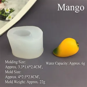 Detailed mango silicone mold with finished dimensions 3.3x1.6x2.4cm for fondant and mousse