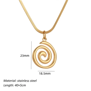 Spiral Vortex Pendant Necklace Stainless Steel Gold Plated Irregular Geometric Fashion Jewelry For Women