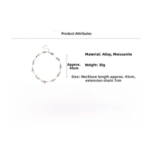 Detail showing 45cm+7cm extension alloy beaded tassel necklace specifications and material