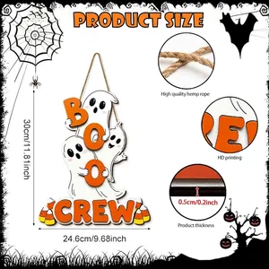 Especificaciones de tamaño del cartel Boo Crew de Halloween con detalles de impresión HD