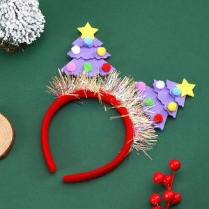 Christmas tree headband with sequins and plush balls for festive party costume decor