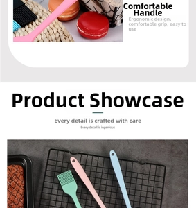 Detailed view of heat-resistant silicone basting brushes with ergonomic non-slip handles
