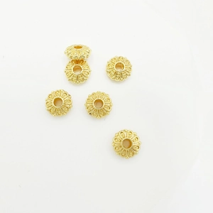 Lot de 6 perles d'espacement fleur de lotus dorées 18 carats pour bijoux DIY