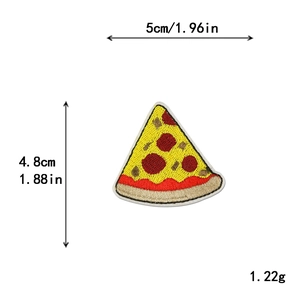 Rainbow pizza embroidered DIY patch with precise size dimensions and weight markers