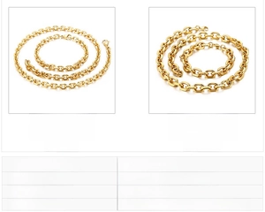 Detail view of 6mm and 10mm gold stainless steel necklace and bracelet link set