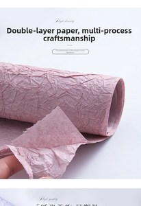 Detail of dusty pink crinkled stone texture paper with double-layer thick structure