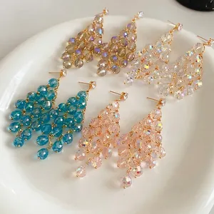 Elegante Kristall Quasten Kronleuchter Ohrringe Mit Silbernem Ohrstecker Luxus Wasserfall Tropfen Schmuck Für Damen
