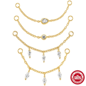 Pendentifs de Boucles d'Oreilles en Argent Sterling 925 Zirconia Marquise Longue Chaîne pour Femmes Accessoires DIY Bijoux