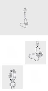 Detail view of 925 sterling silver butterfly charm with a 5A grade cubic zirconia stone