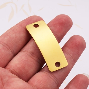 Polished gold curved rectangular stainless steel connector link for DIY jewelry making