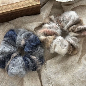 Style Coréen Moelleux Mohair Plaid Floral Léopard Satin Scrunchies Élégants Élastiques À Cheveux Accessoires Queue Cheval