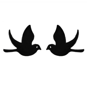 Minimalistische schwarze Vogel-Ohrstecker mit schlichtem Schwalben-Silhouette-Design