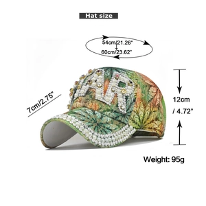 Detailed sizing chart for sparkling colorful star baseball cap with rhinestone embellishment