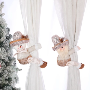Fermatenda Natalizi Paillettes Peluche Babbo Natale Pupazzo Di Neve Fermatenda Per Finestra Decorazione Festiva Casa Oro