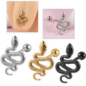 Snake Tongue Ring Stainless Steel Body Piercing Jewelry Punk Exaggerated Animal Shape Unisex Cool Barbell