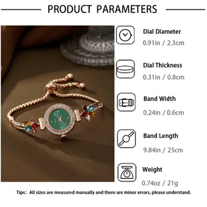 Detailed size specifications for the flower quartz bracelet watch and jewelry set