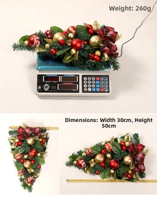 Detailed view of the Christmas swag showing 50cm height and 30cm width dimensions