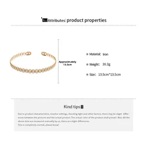 Detailed specs of the gold hollowed-out iron wire collar with 13.5cm dimensions