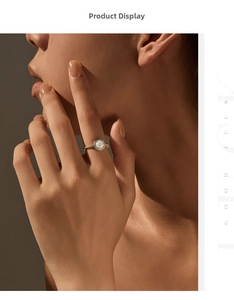 Close-up of S925 sterling silver ring with colorful opal stone and rose gold finish
