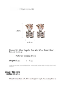 Detailed dimensions of gold plated zircon pearl earrings showing 1.6cm height and 0.8cm width