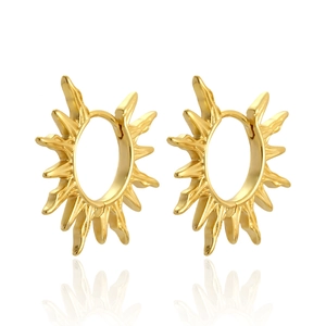 925 Sterling Silver Sunburst Hoop Earrings For Women Geometric Sunray Starburst Niche High End Jewelry For Daily Wear