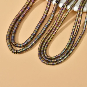 Schillernde 4x1mm Hämatit-Abstandshalter in Gold und Blau für DIY-Schmuckdesigns