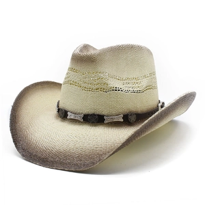 Chapeau de cow-boy tissé avec ornements d'étoiles et motifs creux respirants