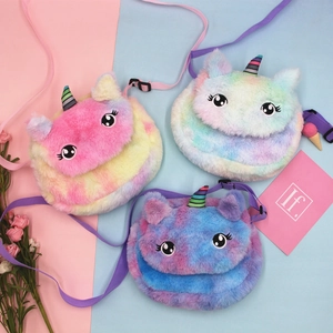 Unicorn plush crossbody bag for girls with adjustable strap and colorful design