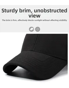Detail of a structured black baseball cap brim with multi-row stitching for sun protection