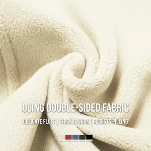 Close-up of premium off-white polar fleece fabric showing thick thermal texture for outdoor hoodies