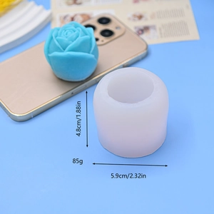 DIY rose-shaped silicone mold for jewelry boxes and candles with detailed dimensions