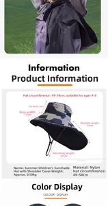 Tabella taglie dettagliata per cappello parasole bimbi con protezione collo e tesa larga