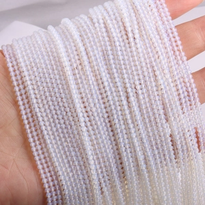 Iridescent milky white natural stone round beads for DIY jewelry making accessories