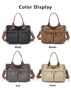Multi-Pocket Segeltuchtaschen in Schwarz, Braun, Grau und Khaki mit verstellbaren Gurten