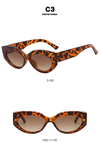 Front and side views of vintage cat eye sunglasses in tortoiseshell frame with brown lenses