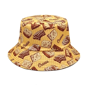 Cappello Alla Pescatora Reversibile Poliestere Stampa Formaggio Biscotto Protezione Solare Traspirante Unisex