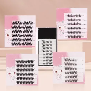 False Eyelashes Glue Free Self Adhesive Synthetic Fiber Segmented DIY Grafting Natural Look Reusable Sunflower Style Women