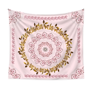 Pink floral mandala tapestry with bohemian style for wall decor and bedroom aesthetic